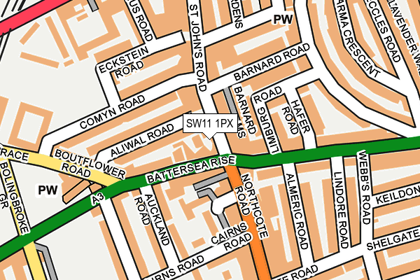 SW11 1PX map - OS OpenMap – Local (Ordnance Survey) SW11 1PX map - OS OpenMap – Local (Ordnance Survey)