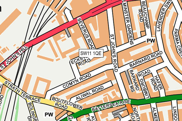 SW11 1QE map - OS OpenMap – Local (Ordnance Survey) SW11 1QE map - OS OpenMap – Local (Ordnance Survey)