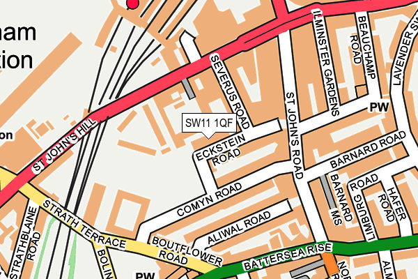 SW11 1QF map - OS OpenMap – Local (Ordnance Survey) SW11 1QF map - OS OpenMap – Local (Ordnance Survey)