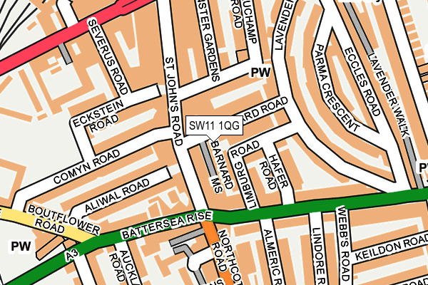 SW11 1QG map - OS OpenMap – Local (Ordnance Survey) SW11 1QG map - OS OpenMap – Local (Ordnance Survey)