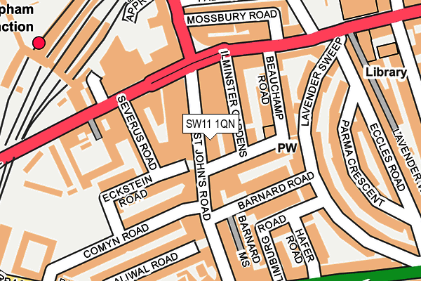 SW11 1QN map - OS OpenMap – Local (Ordnance Survey) SW11 1QN map - OS OpenMap – Local (Ordnance Survey)