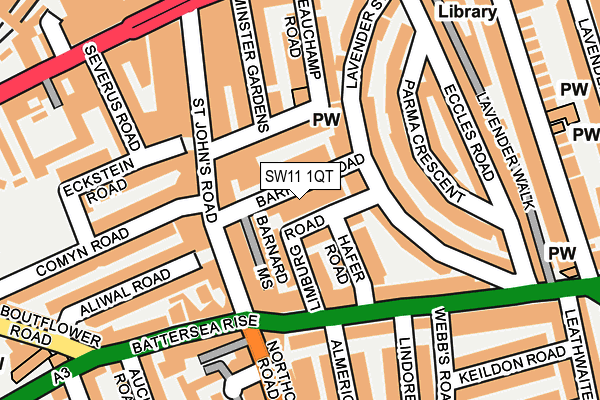 SW11 1QT map - OS OpenMap – Local (Ordnance Survey) SW11 1QT map - OS OpenMap – Local (Ordnance Survey)