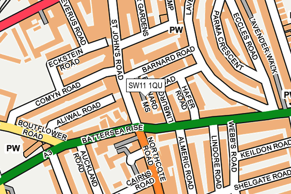 SW11 1QU map - OS OpenMap – Local (Ordnance Survey) SW11 1QU map - OS OpenMap – Local (Ordnance Survey)