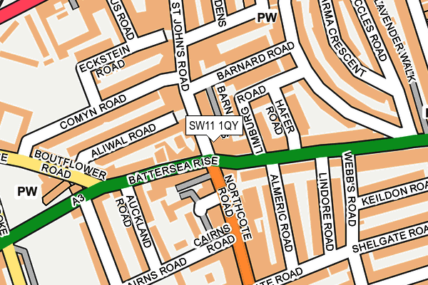 SW11 1QY map - OS OpenMap – Local (Ordnance Survey)