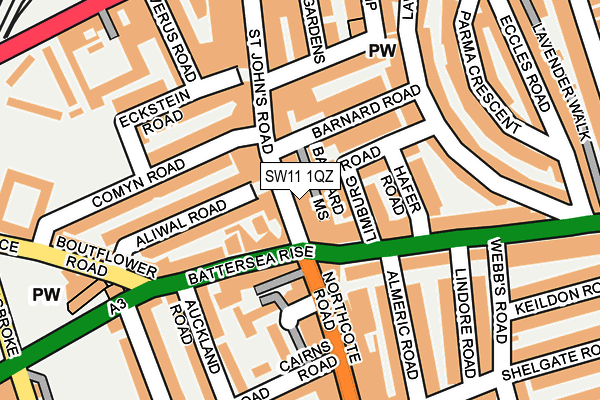 SW11 1QZ map - OS OpenMap – Local (Ordnance Survey) SW11 1QZ map - OS OpenMap – Local (Ordnance Survey)