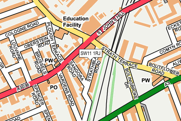 SW11 1RJ map - OS OpenMap – Local (Ordnance Survey) SW11 1RJ map - OS OpenMap – Local (Ordnance Survey)