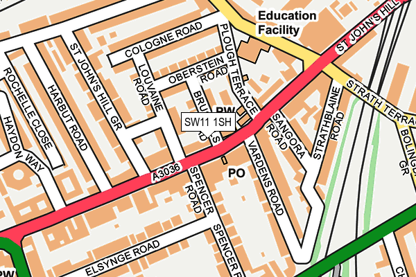 SW11 1SH map - OS OpenMap – Local (Ordnance Survey) SW11 1SH map - OS OpenMap – Local (Ordnance Survey)