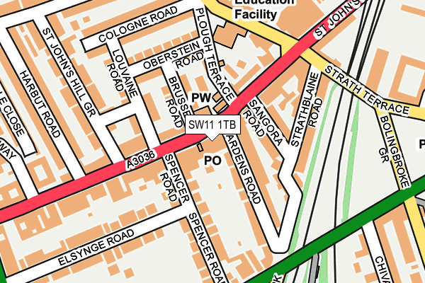 SW11 1TB map - OS OpenMap – Local (Ordnance Survey) SW11 1TB map - OS OpenMap – Local (Ordnance Survey)