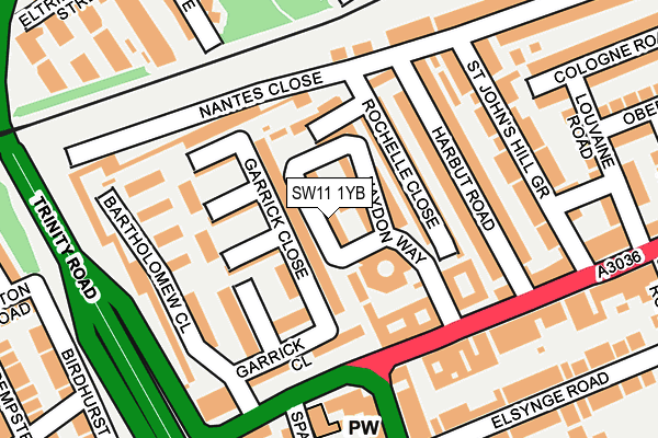 SW11 1YB map - OS OpenMap – Local (Ordnance Survey) SW11 1YB map - OS OpenMap – Local (Ordnance Survey)