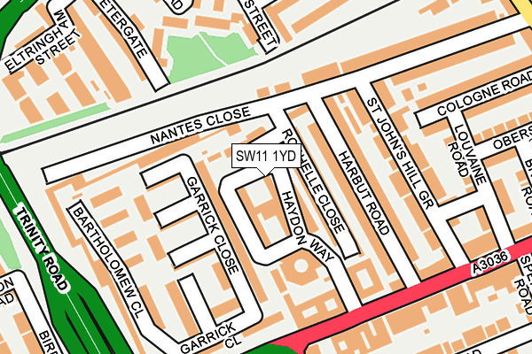 SW11 1YD map - OS OpenMap – Local (Ordnance Survey) SW11 1YD map - OS OpenMap – Local (Ordnance Survey)