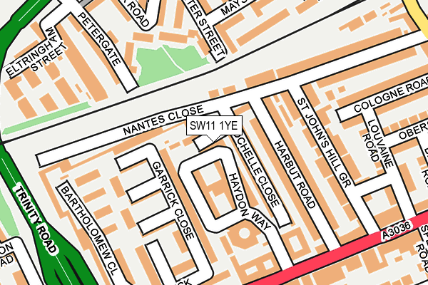SW11 1YE map - OS OpenMap – Local (Ordnance Survey) SW11 1YE map - OS OpenMap – Local (Ordnance Survey)