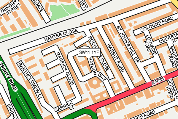 SW11 1YF map - OS OpenMap – Local (Ordnance Survey) SW11 1YF map - OS OpenMap – Local (Ordnance Survey)