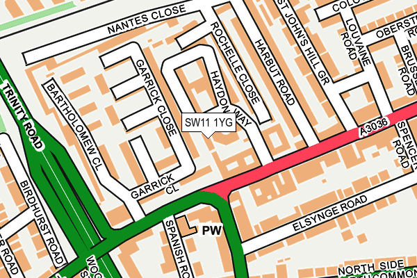 SW11 1YG map - OS OpenMap – Local (Ordnance Survey) SW11 1YG map - OS OpenMap – Local (Ordnance Survey)