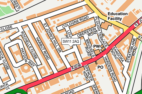 SW11 2AQ map - OS OpenMap – Local (Ordnance Survey)