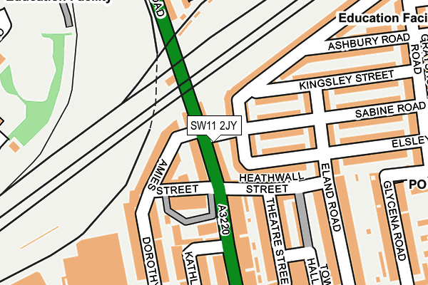 SW11 2JY map - OS OpenMap – Local (Ordnance Survey) SW11 2JY map - OS OpenMap – Local (Ordnance Survey)