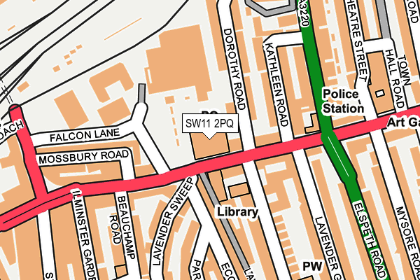 SW11 2PQ map - OS OpenMap – Local (Ordnance Survey) SW11 2PQ map - OS OpenMap – Local (Ordnance Survey)