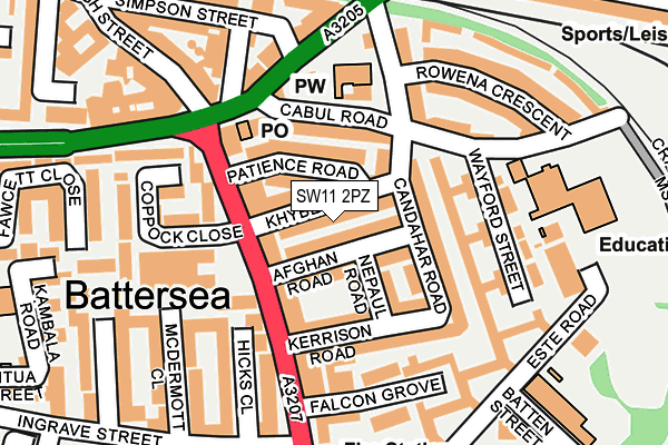 SW11 2PZ map - OS OpenMap – Local (Ordnance Survey) SW11 2PZ map - OS OpenMap – Local (Ordnance Survey)