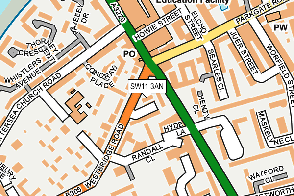 SW11 3AN map - OS OpenMap – Local (Ordnance Survey) SW11 3AN map - OS OpenMap – Local (Ordnance Survey)