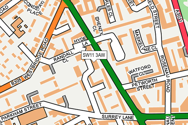 SW11 3AW map - OS OpenMap – Local (Ordnance Survey) SW11 3AW map - OS OpenMap – Local (Ordnance Survey)