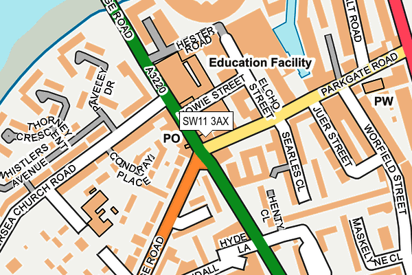 SW11 3AX map - OS OpenMap – Local (Ordnance Survey) SW11 3AX map - OS OpenMap – Local (Ordnance Survey)