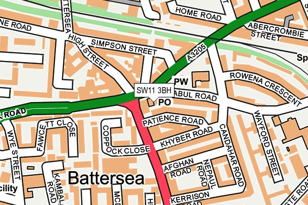 SW11 3BH map - OS OpenMap – Local (Ordnance Survey) SW11 3BH map - OS OpenMap – Local (Ordnance Survey)
