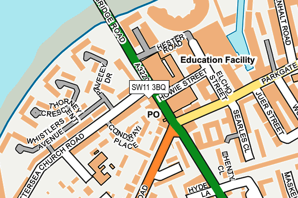 SW11 3BQ map - OS OpenMap – Local (Ordnance Survey) SW11 3BQ map - OS OpenMap – Local (Ordnance Survey)
