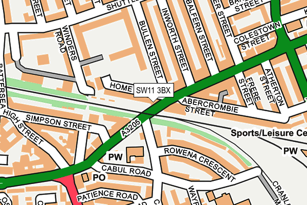 SW11 3BX map - OS OpenMap – Local (Ordnance Survey) SW11 3BX map - OS OpenMap – Local (Ordnance Survey)