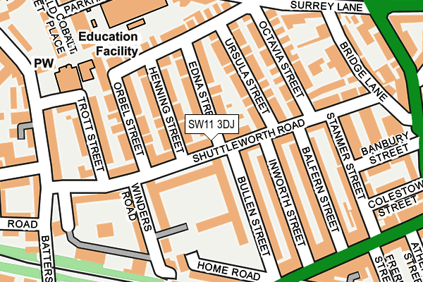 SW11 3DJ map - OS OpenMap – Local (Ordnance Survey) SW11 3DJ map - OS OpenMap – Local (Ordnance Survey)