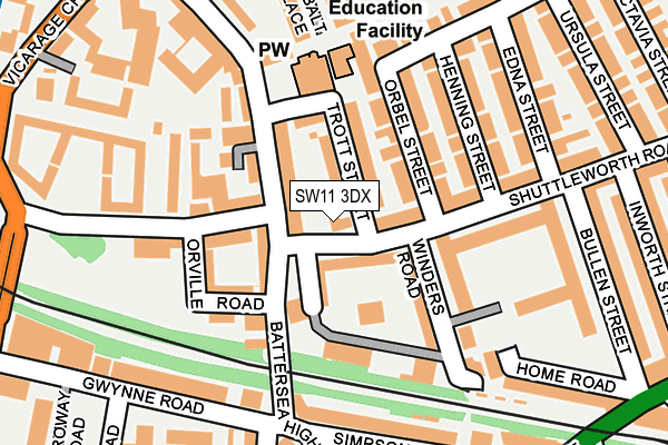 SW11 3DX map - OS OpenMap – Local (Ordnance Survey) SW11 3DX map - OS OpenMap – Local (Ordnance Survey)