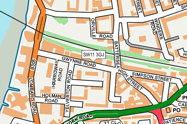 SW11 3GJ map - OS OpenMap – Local (Ordnance Survey) SW11 3GJ map - OS OpenMap – Local (Ordnance Survey)