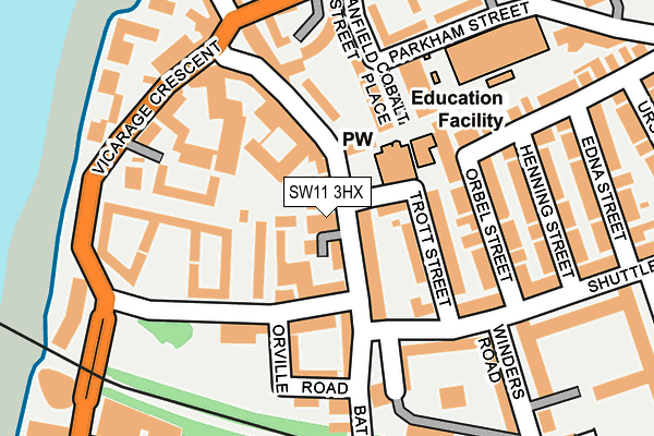 SW11 3HX map - OS OpenMap – Local (Ordnance Survey) SW11 3HX map - OS OpenMap – Local (Ordnance Survey)