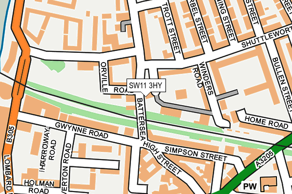 SW11 3HY map - OS OpenMap – Local (Ordnance Survey) SW11 3HY map - OS OpenMap – Local (Ordnance Survey)