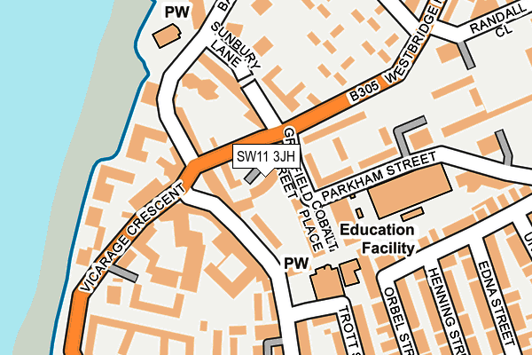 SW11 3JH map - OS OpenMap – Local (Ordnance Survey) SW11 3JH map - OS OpenMap – Local (Ordnance Survey)