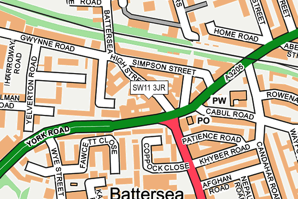 SW11 3JR map - OS OpenMap – Local (Ordnance Survey) SW11 3JR map - OS OpenMap – Local (Ordnance Survey)