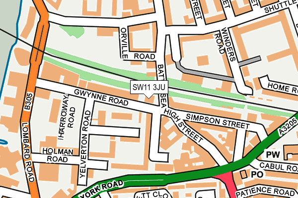 SW11 3JU map - OS OpenMap – Local (Ordnance Survey) SW11 3JU map - OS OpenMap – Local (Ordnance Survey)