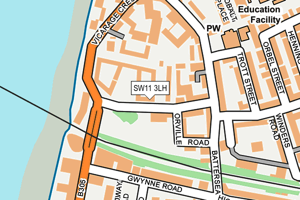 SW11 3LH map - OS OpenMap – Local (Ordnance Survey) SW11 3LH map - OS OpenMap – Local (Ordnance Survey)
