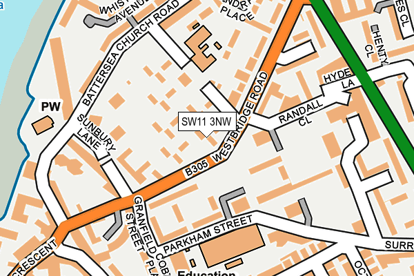 SW11 3NW map - OS OpenMap – Local (Ordnance Survey)