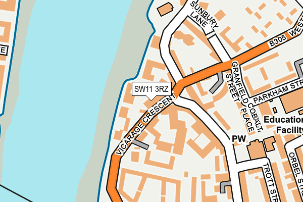 SW11 3RZ map - OS OpenMap – Local (Ordnance Survey) SW11 3RZ map - OS OpenMap – Local (Ordnance Survey)