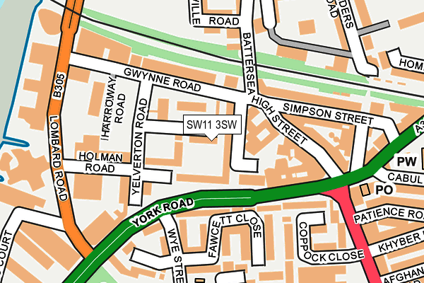 SW11 3SW map - OS OpenMap – Local (Ordnance Survey) SW11 3SW map - OS OpenMap – Local (Ordnance Survey)