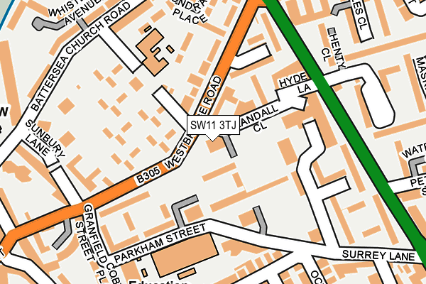 SW11 3TJ map - OS OpenMap – Local (Ordnance Survey) SW11 3TJ map - OS OpenMap – Local (Ordnance Survey)