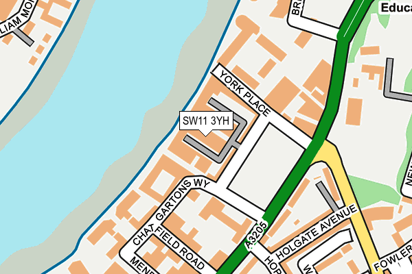 SW11 3YH map - OS OpenMap – Local (Ordnance Survey) SW11 3YH map - OS OpenMap – Local (Ordnance Survey)
