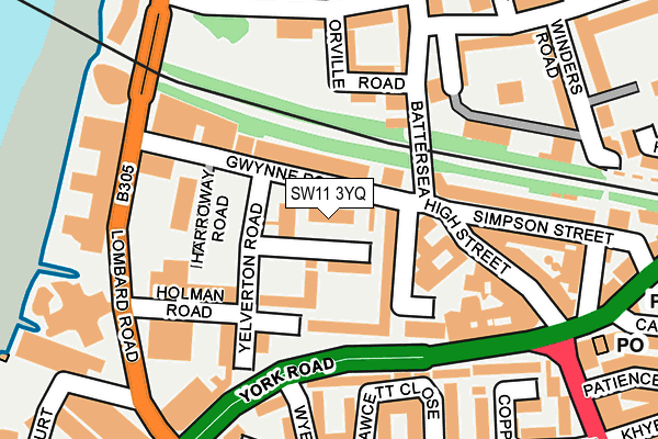 SW11 3YQ map - OS OpenMap – Local (Ordnance Survey) SW11 3YQ map - OS OpenMap – Local (Ordnance Survey)