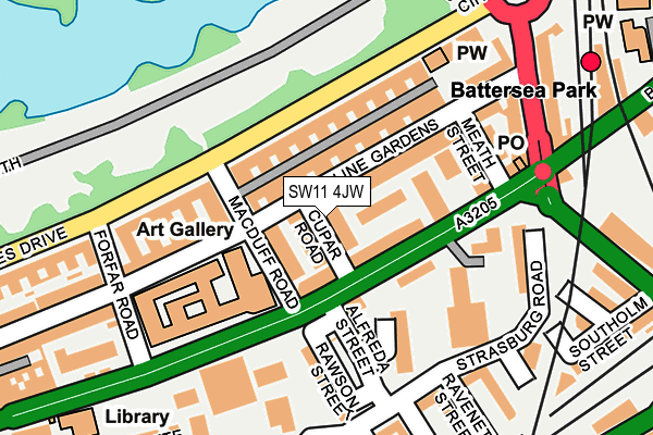 SW11 4JW map - OS OpenMap – Local (Ordnance Survey) SW11 4JW map - OS OpenMap – Local (Ordnance Survey)