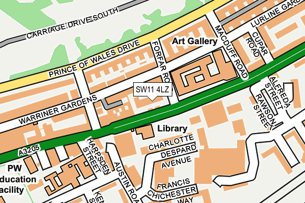 SW11 4LZ map - OS OpenMap – Local (Ordnance Survey) SW11 4LZ map - OS OpenMap – Local (Ordnance Survey)