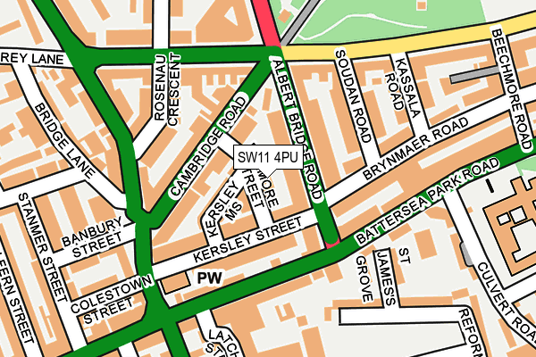 SW11 4PU map - OS OpenMap – Local (Ordnance Survey) SW11 4PU map - OS OpenMap – Local (Ordnance Survey)
