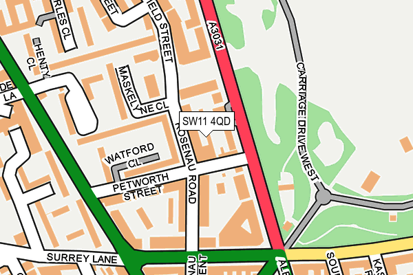 SW11 4QD map - OS OpenMap – Local (Ordnance Survey)