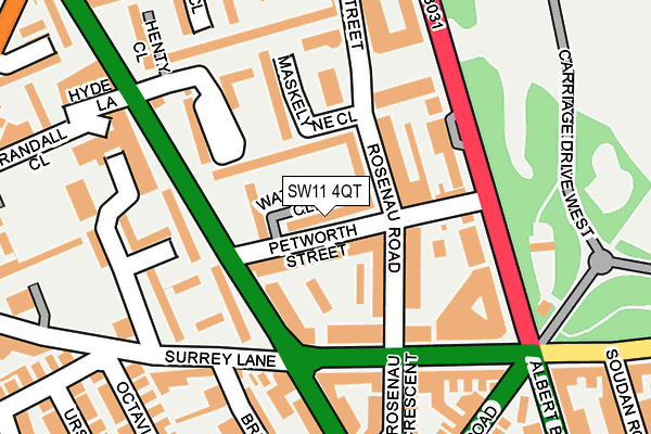 SW11 4QT map - OS OpenMap – Local (Ordnance Survey) SW11 4QT map - OS OpenMap – Local (Ordnance Survey)