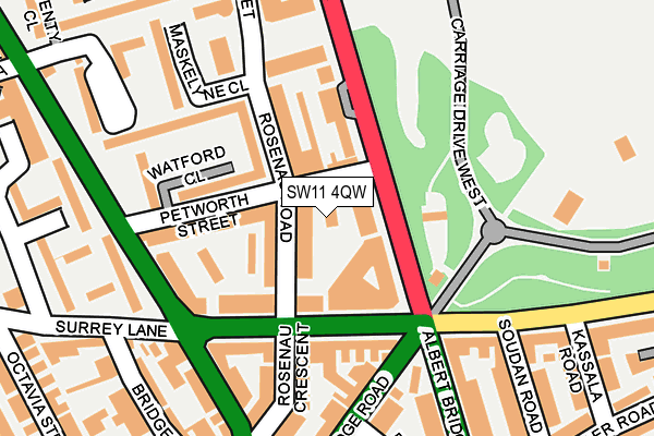 SW11 4QW map - OS OpenMap – Local (Ordnance Survey) SW11 4QW map - OS OpenMap – Local (Ordnance Survey)
