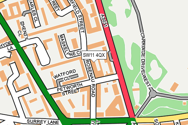 SW11 4QX map - OS OpenMap – Local (Ordnance Survey) SW11 4QX map - OS OpenMap – Local (Ordnance Survey)