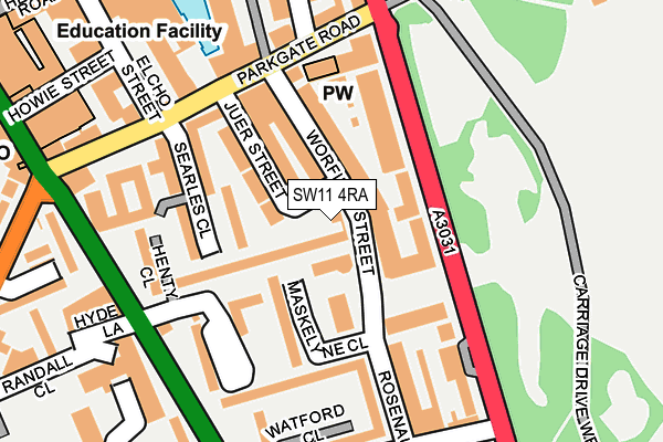 SW11 4RA map - OS OpenMap – Local (Ordnance Survey) SW11 4RA map - OS OpenMap – Local (Ordnance Survey)